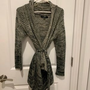 Thick Black Ombré Cardigan with tie front